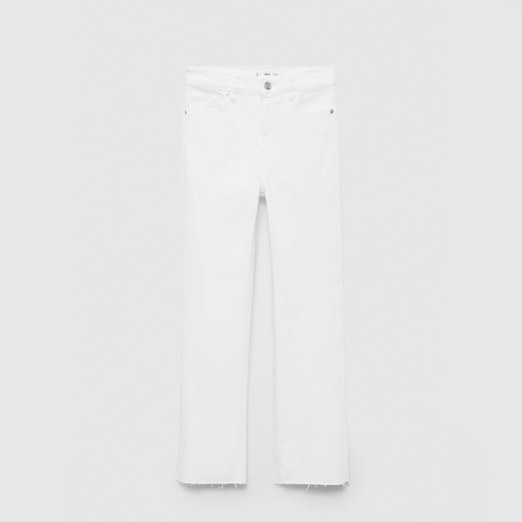 NWT MNG Mango Sienna Flare Cropped Jeans White Raw Hem Women’s Size 2 - Picture 2 of 8